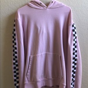 Checkered sleeved hoodie unisex